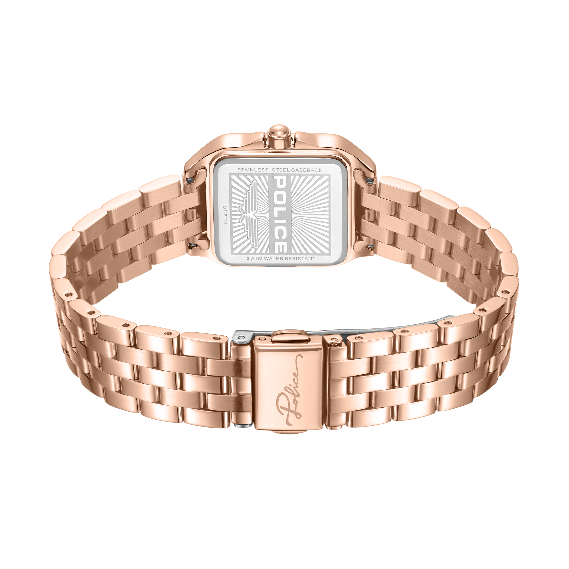 Police Women’s Rose Gold Silver Dial Square Watch