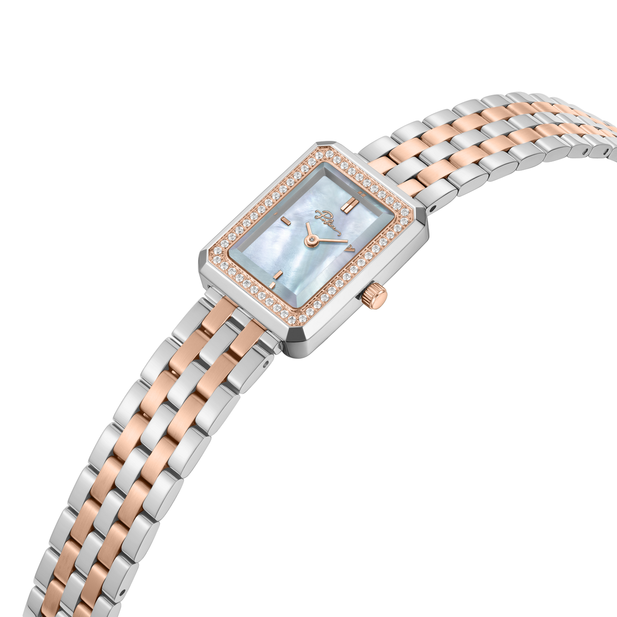 Police Women’s Two-Tone Rose Gold Crystal Bezel Silver Dial Watch