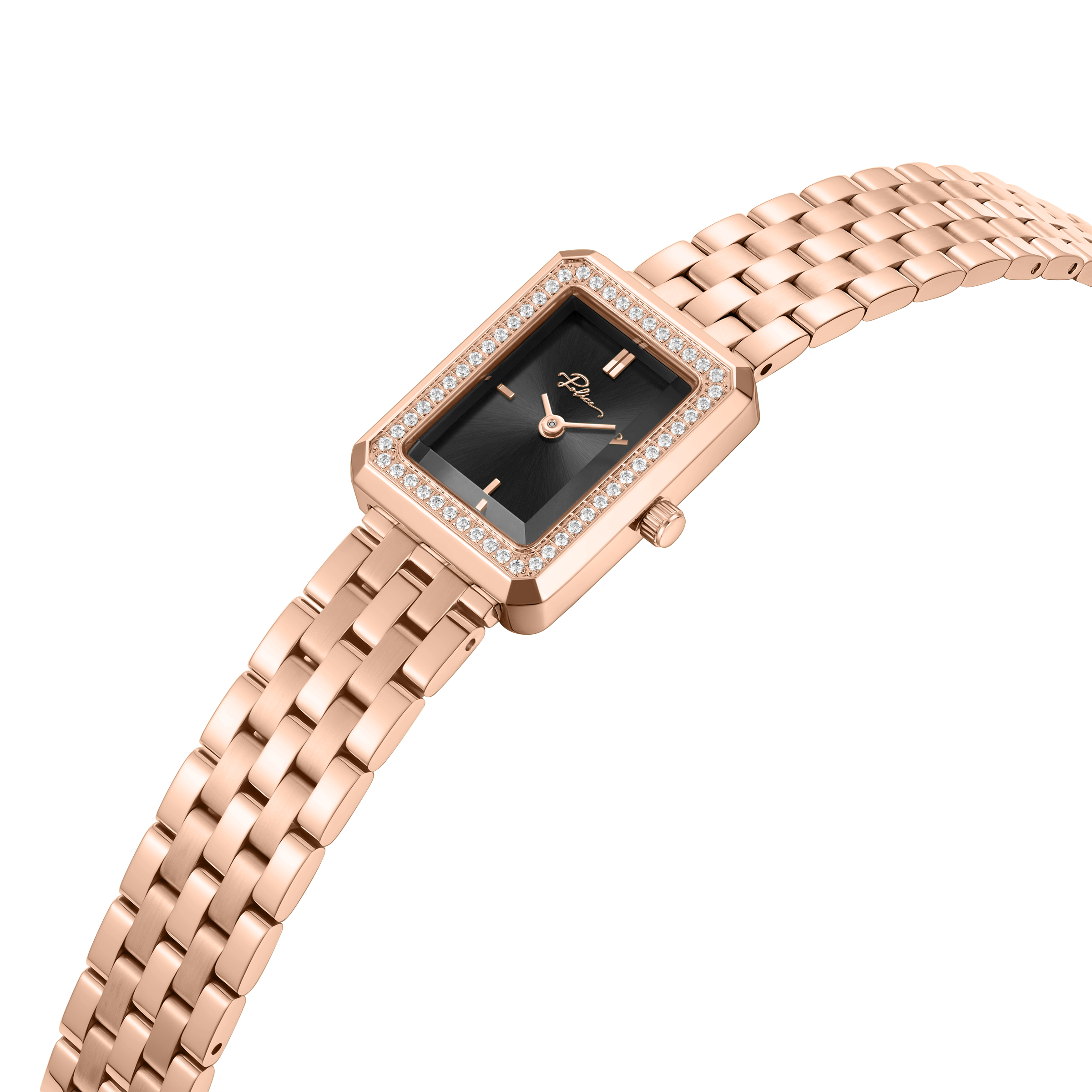 Police Women’s Rose Gold-Tone Crystal Bezel Black Dial Watch