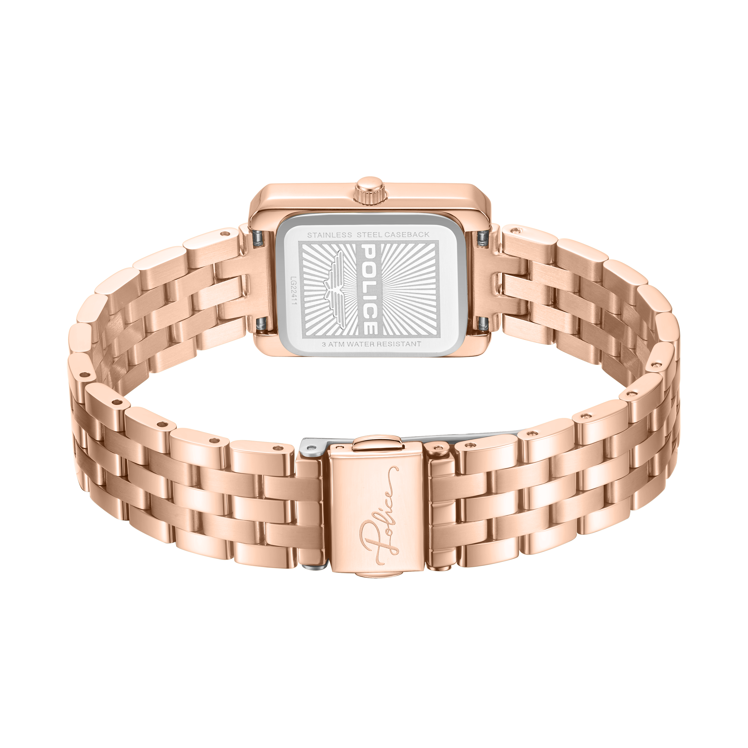 Police Women’s Rose Gold-Tone Crystal Bezel Black Dial Watch