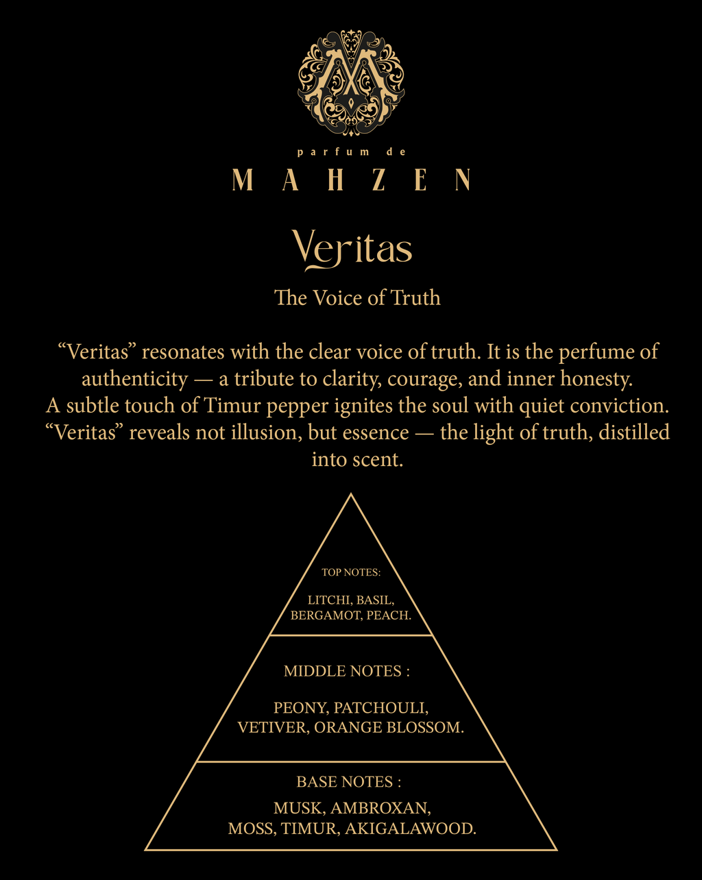 No product is visible in this image; it displays text about the perfume's concept and fragrance notes.