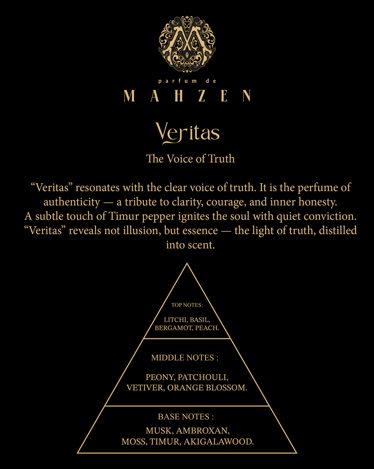 No product is visible in this image; it displays text about the perfume's concept and fragrance notes.