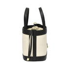 PIUMELLI Noya Canvas and Leather Bucket Bag with Drawstring Closure