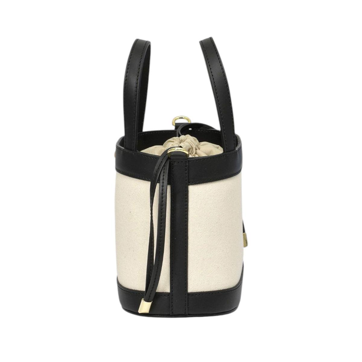 PIUMELLI Noya Canvas and Leather Bucket Bag with Drawstring Closure