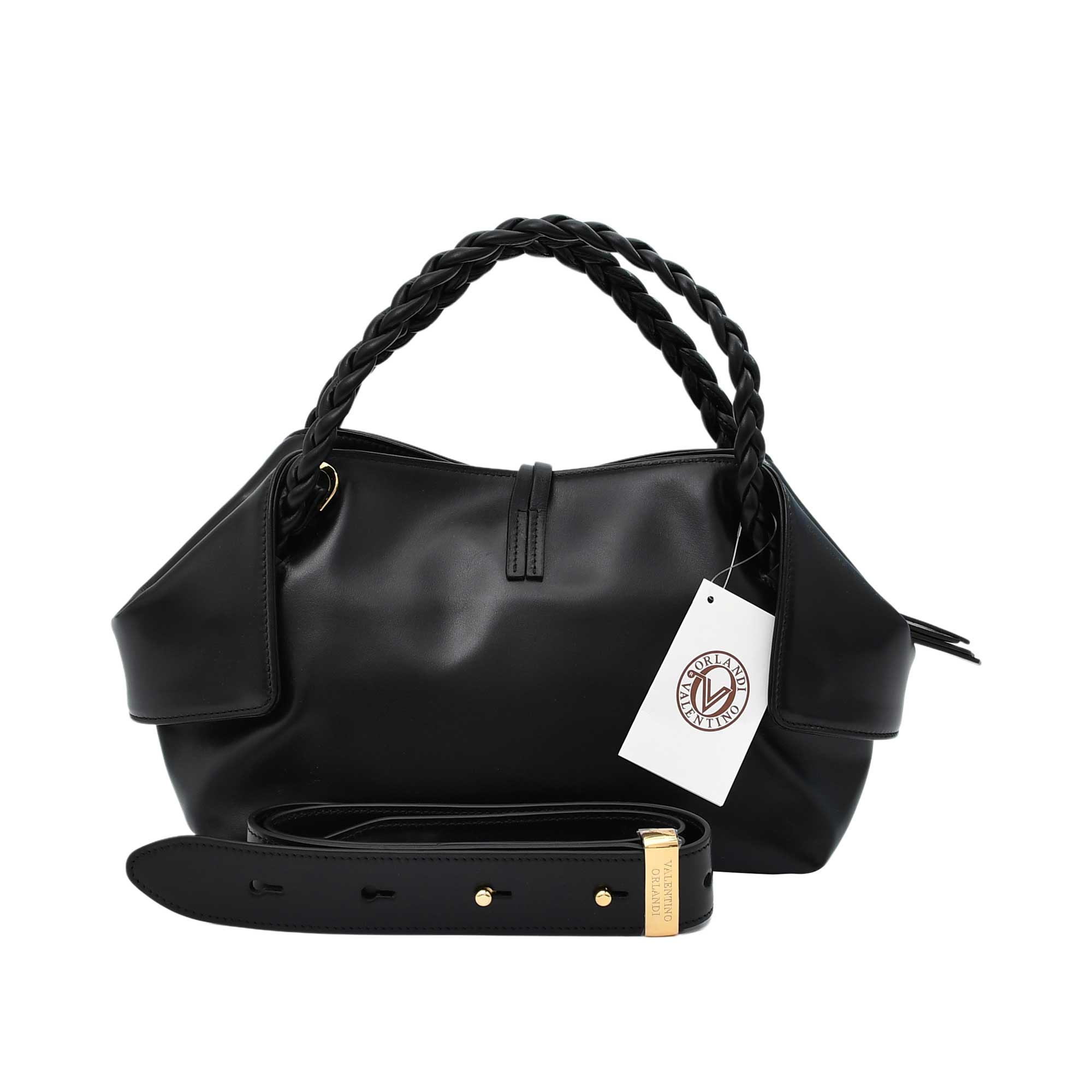 Orlandi Valentino Women's Leather Braided Handle Tote