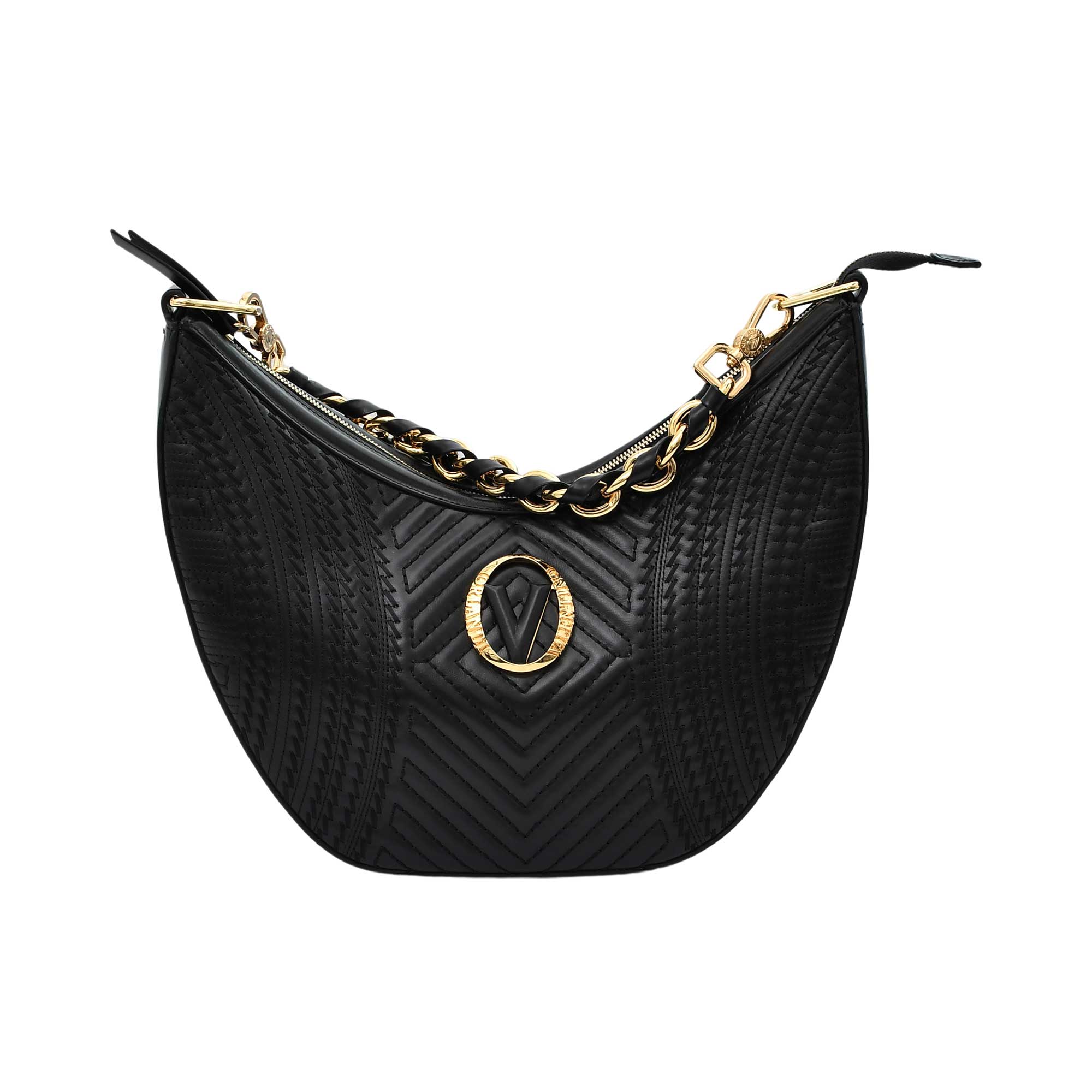 Orlandi Valentino Women's Leather Shoulder Bag with Decorative Lock