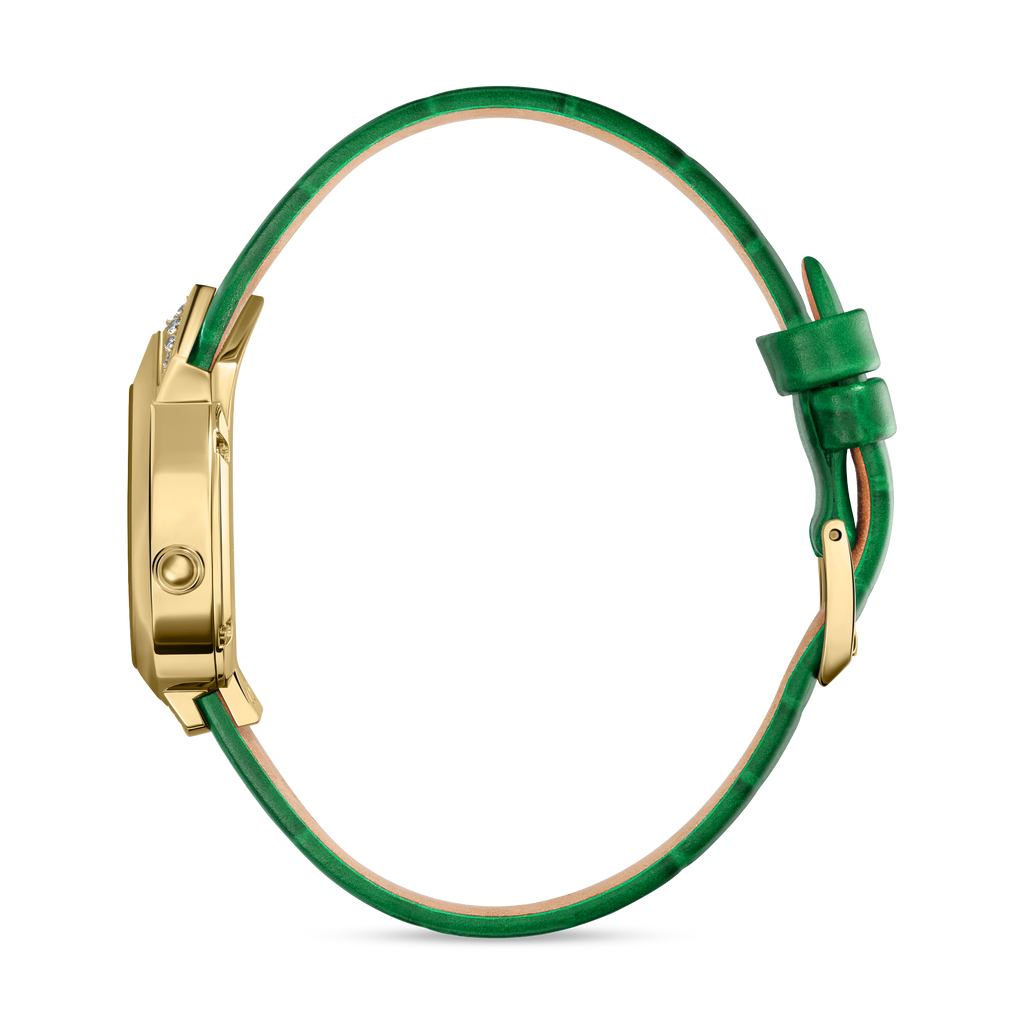 Saint Honoré Paris Gold IP Case Diamond White Dial Green Strap Watch