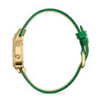 Saint Honoré Paris Gold IP Case Diamond White Dial Green Strap Watch