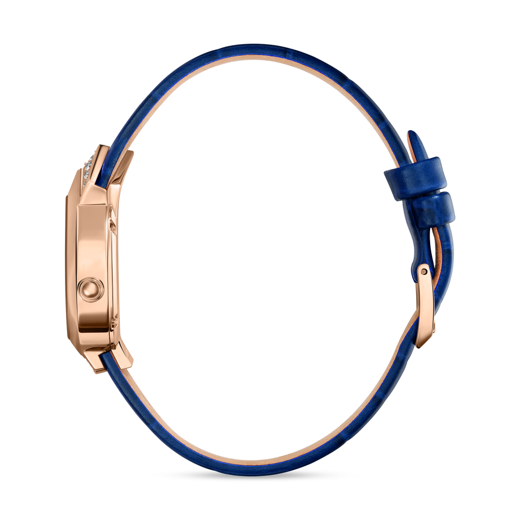 Saint Honoré Paris Rose Gold IP Diamond Blue Dial Blue Strap Watch