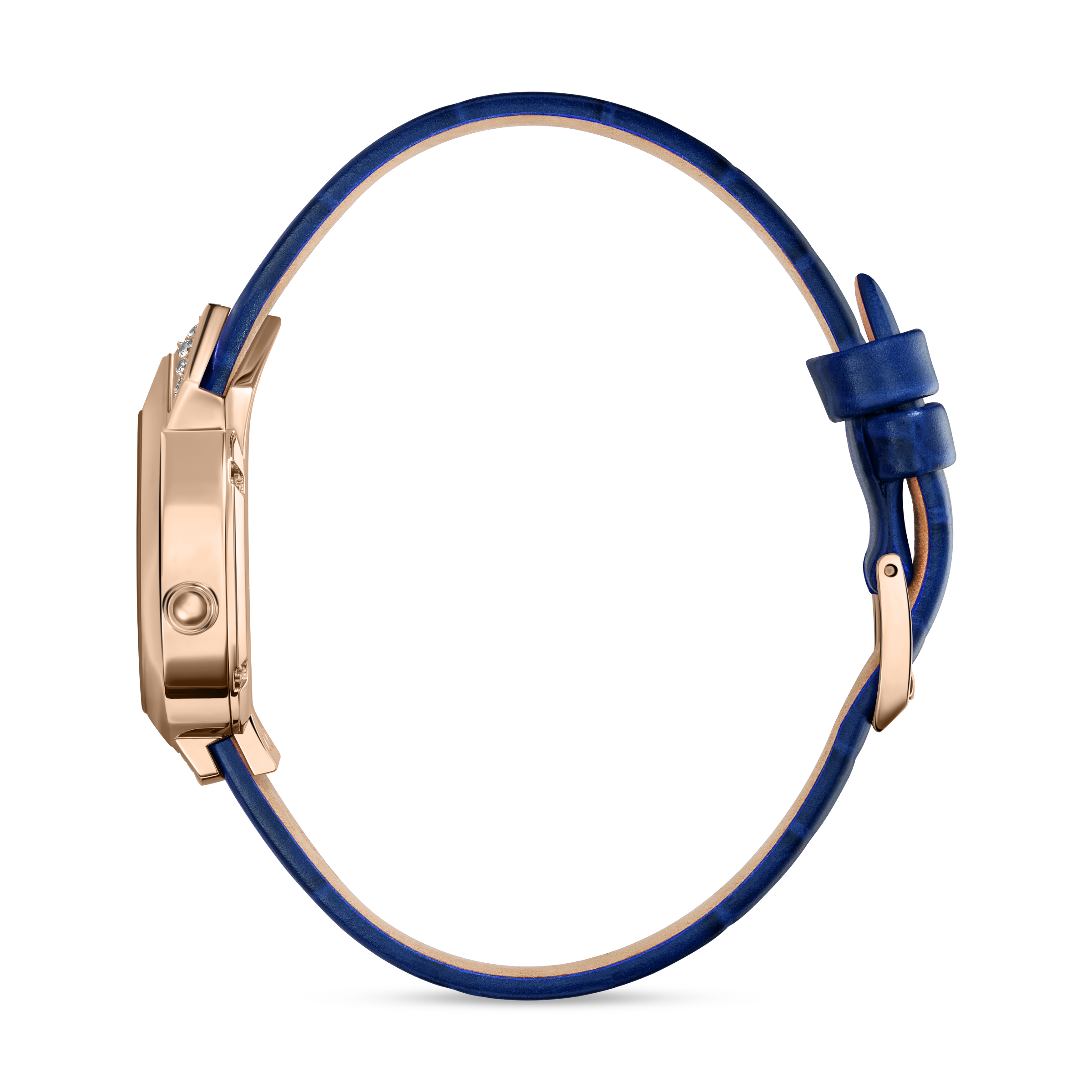 Saint Honoré Paris Rose Gold IP Diamond Blue Dial Blue Strap Watch