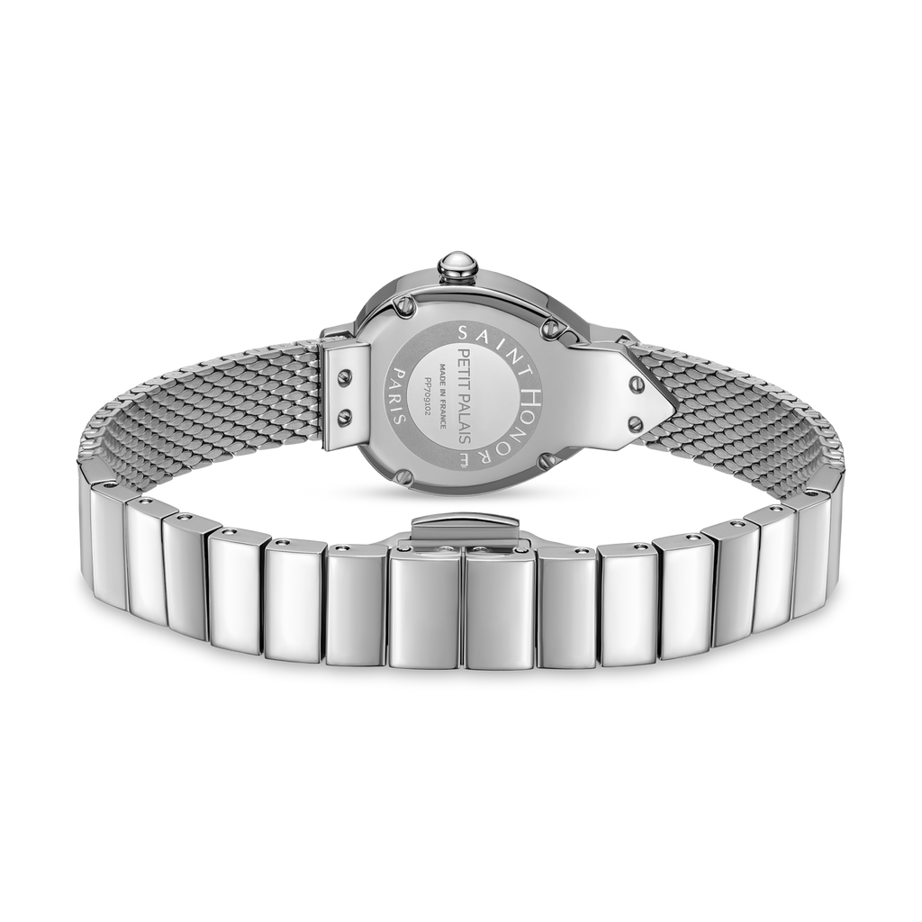 Saint Honoré Paris Stainless Steel Diamond Black Dial Bracelet Watch