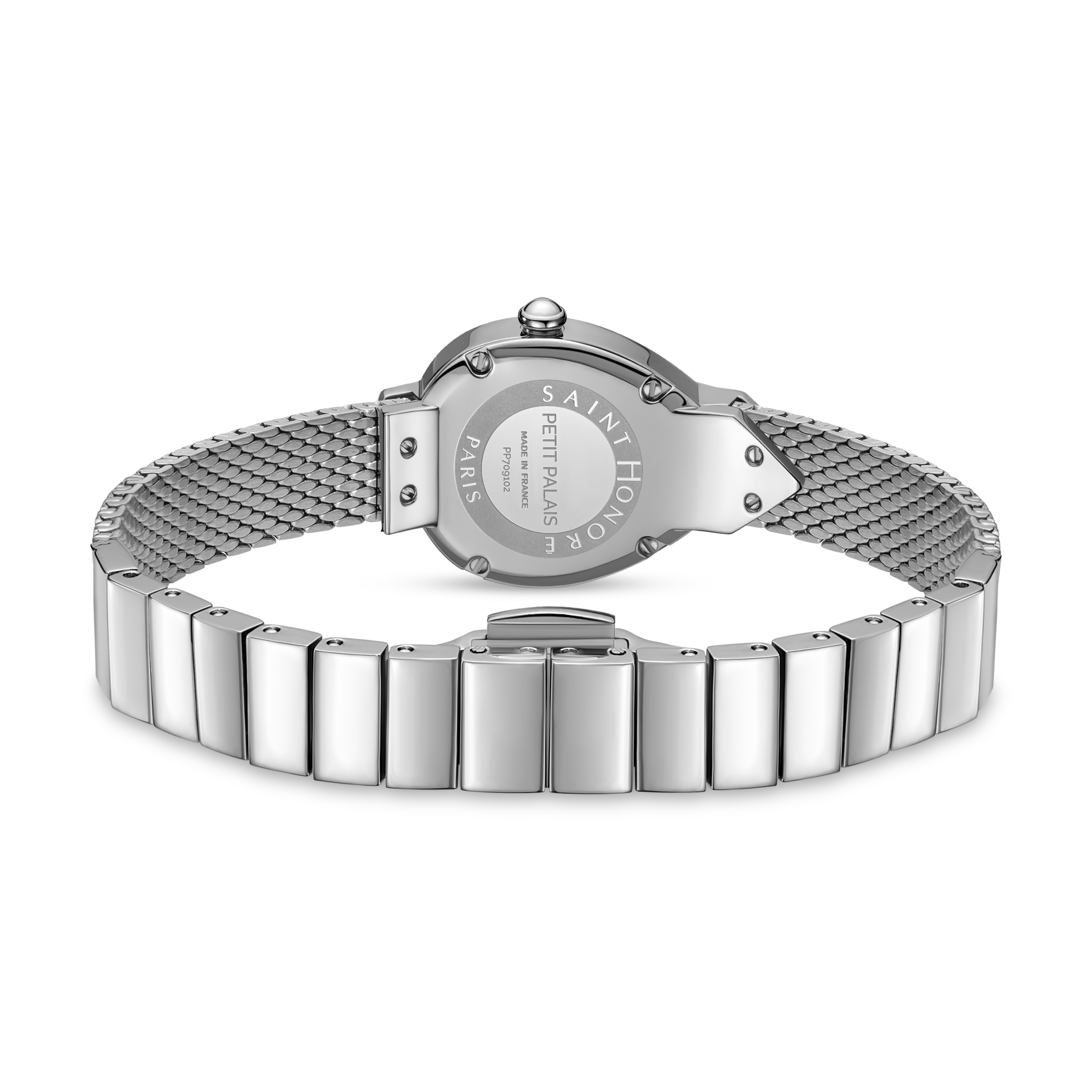 Saint Honoré Paris Stainless Steel Diamond Black Dial Bracelet Watch