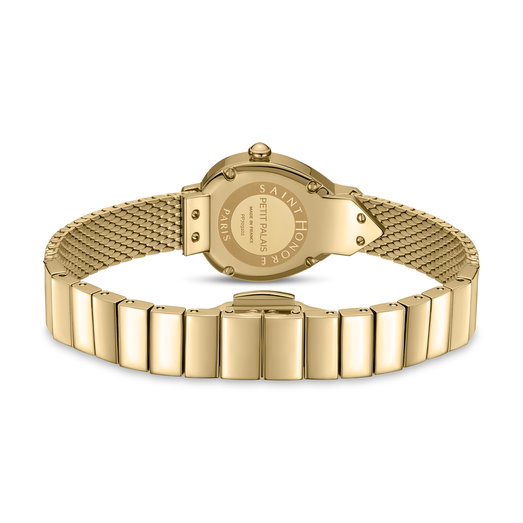 Saint Honoré Paris Gold IP Diamond White Dial Bracelet Watch