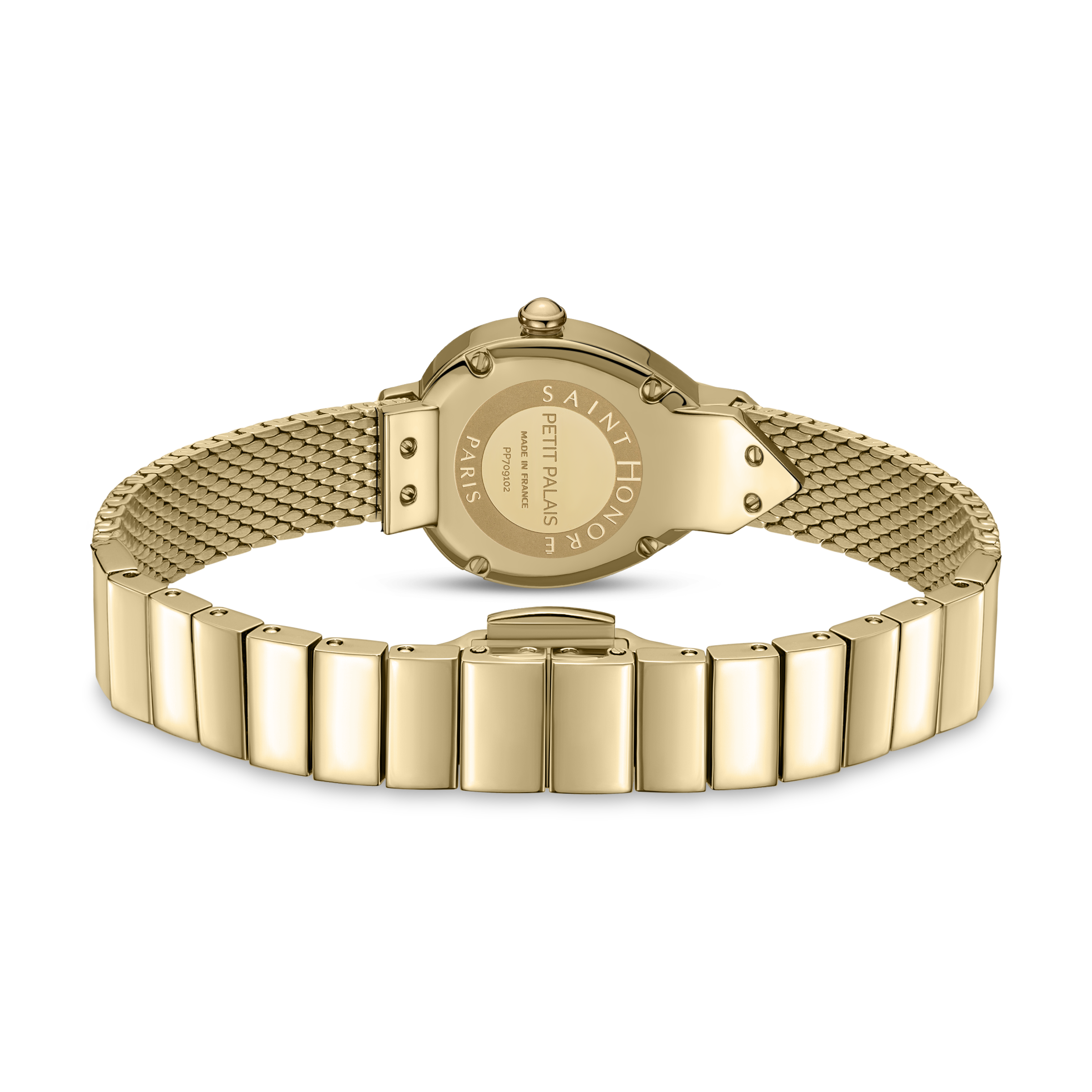 Saint Honoré Paris Gold IP Diamond White Dial Bracelet Watch