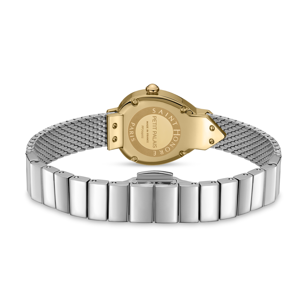 Saint Honoré Gold IP Diamond White Dial Two-Tone Bracelet Watch