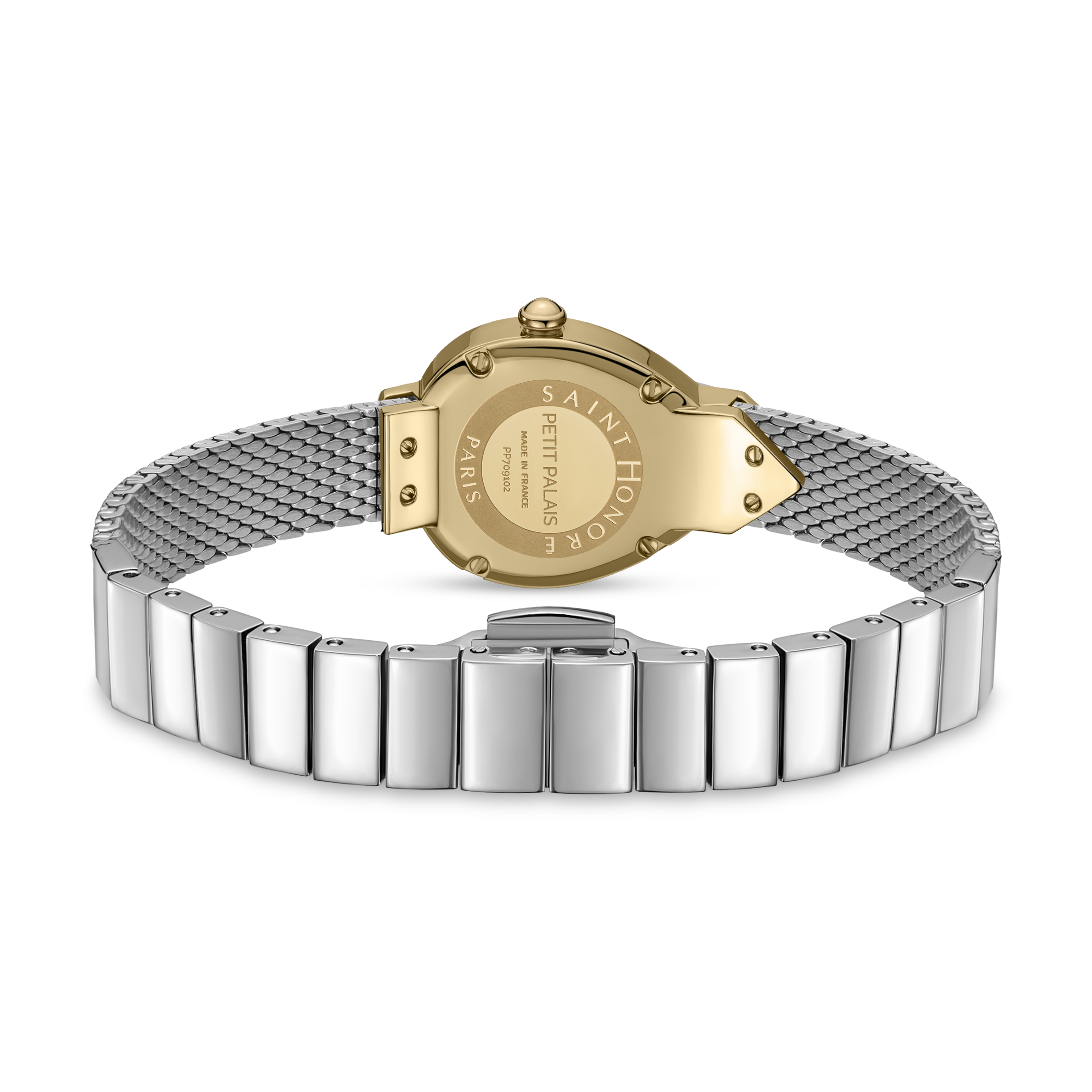 Saint Honoré Gold IP Diamond White Dial Two-Tone Bracelet Watch