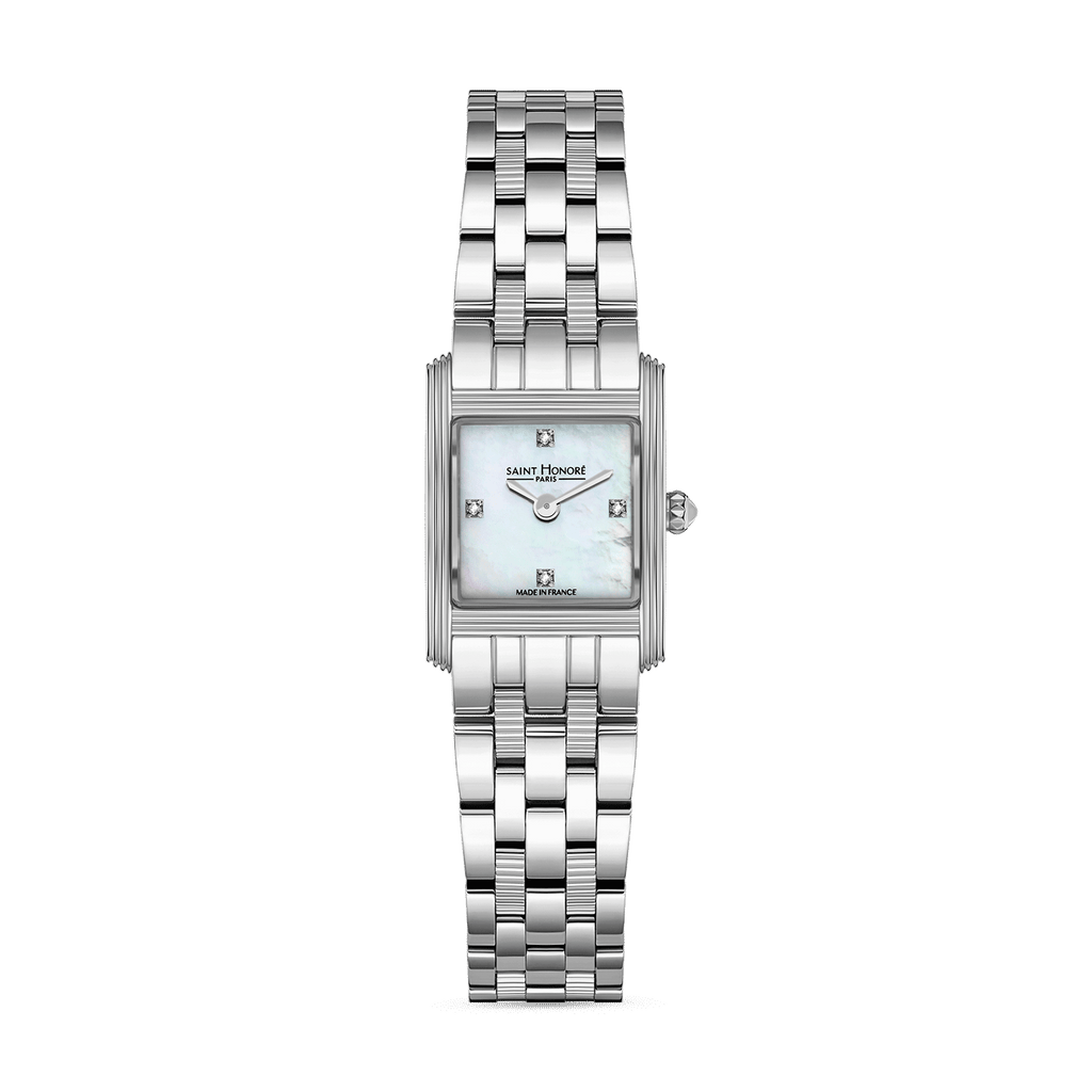 Saint Honore Stainless Steel Case with White Mother of Pearl Dial & 4 Diamonds