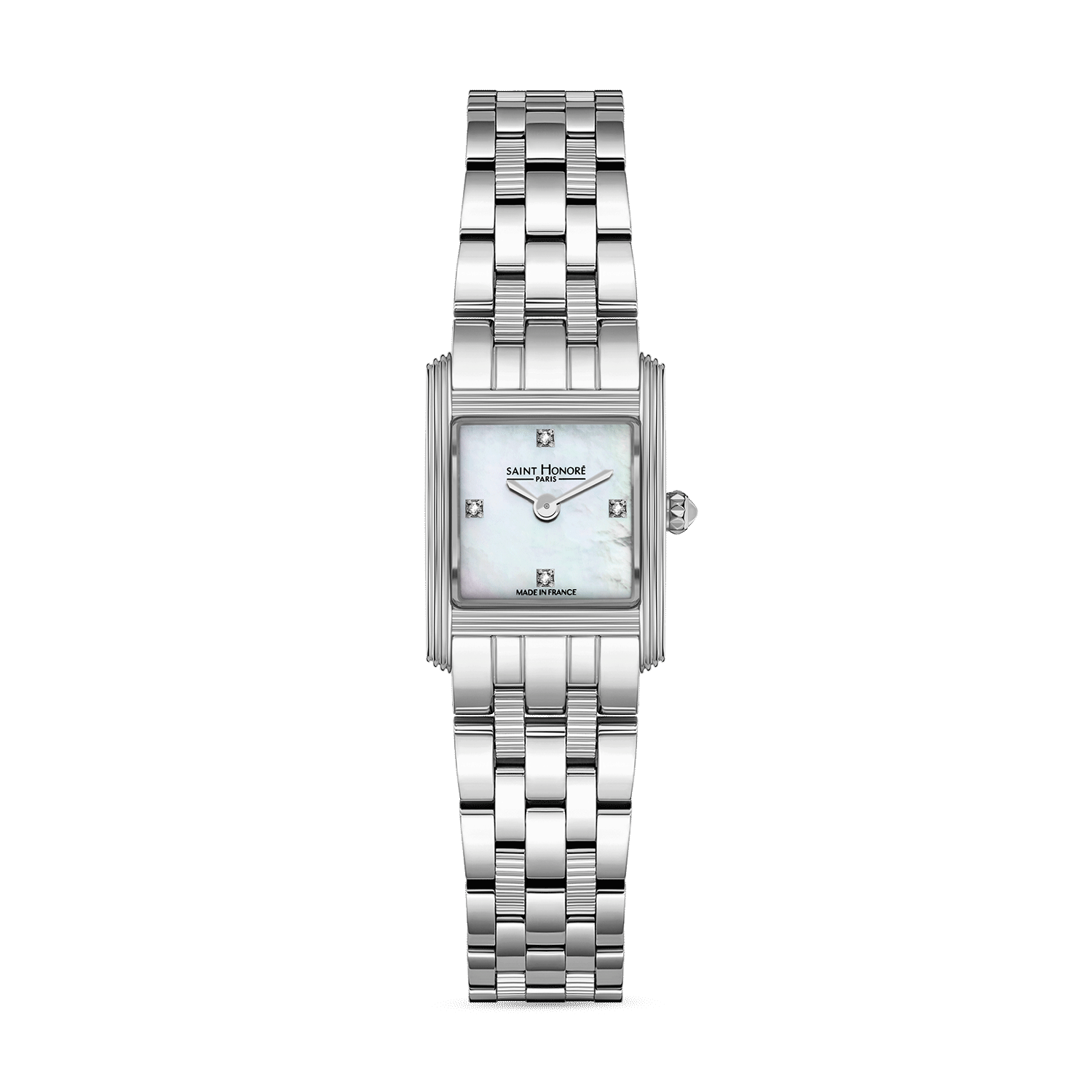Saint Honore Stainless Steel Case with White Mother of Pearl Dial & 4 Diamonds