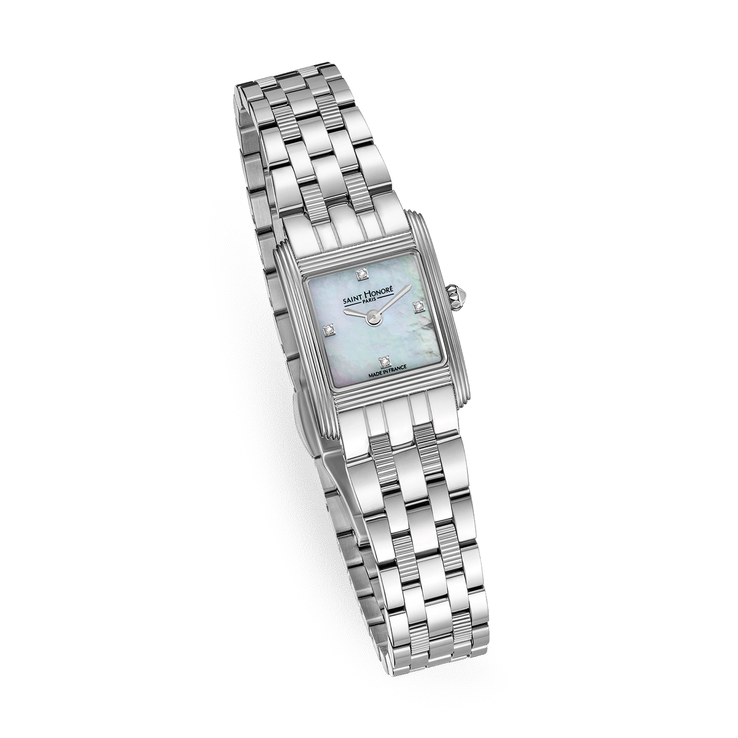 Saint Honore Stainless Steel Case with White Mother of Pearl Dial & 4 Diamonds