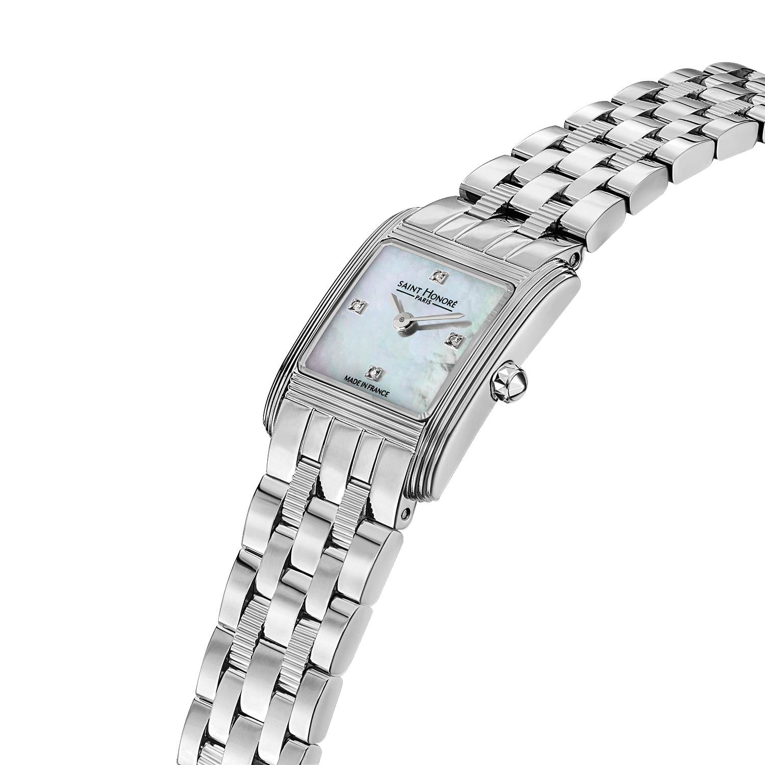 Saint Honore Stainless Steel Case with White Mother of Pearl Dial & 4 Diamonds