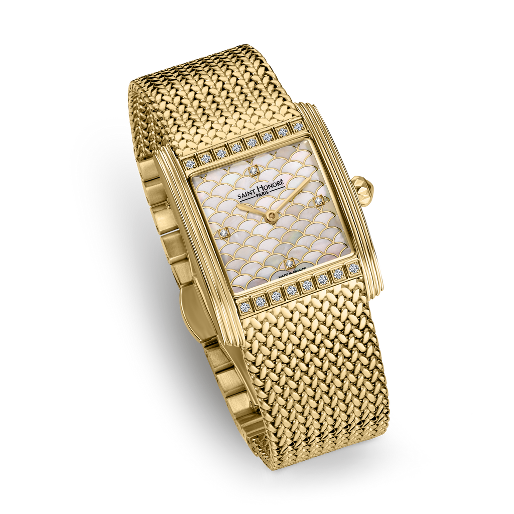 Saint Honoré Women’s 26mm Gold-Tone Mother-of-Pearl Diamond Watch