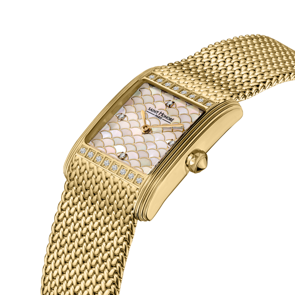 Saint Honoré Women’s 26mm Gold-Tone Mother-of-Pearl Diamond Watch