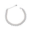 A single strand bracelet featuring numerous round, lustrous white pearls, with a silver-toned lobster clasp and chain extende