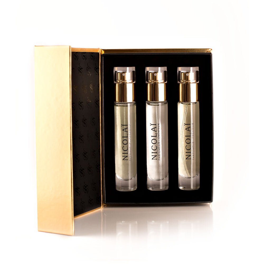Parfums de Nicolai Patchouli Intense Eau de Parfum coffret with three 15ml travel sprays