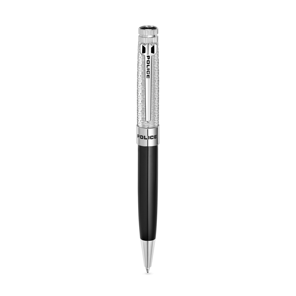 Police Amasis black enamel ballpoint pen with stainless steel trims textured design luxury writing instrument Paris Gallery Qatar Shop the Latest Online
