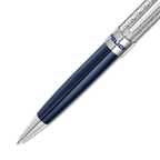 Police Amasis blue enamel ballpoint pen with stainless steel trims textured design luxury writing instrument Paris Gallery Qatar Shop the Latest Online