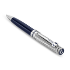 Police Amasis blue enamel ballpoint pen with stainless steel trims textured design luxury writing instrument Paris Gallery Qatar Shop the Latest Online