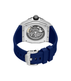 Police automatic skeleton watch stainless steel blue case blue dial blue silicone strap men Paris Gallery Qatar