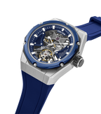 Police automatic skeleton watch stainless steel blue case blue dial blue silicone strap men Paris Gallery Qatar