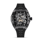 Police Batman Limited Edition men's watch with 3D black skeleton dial, dark case and black silicone strap