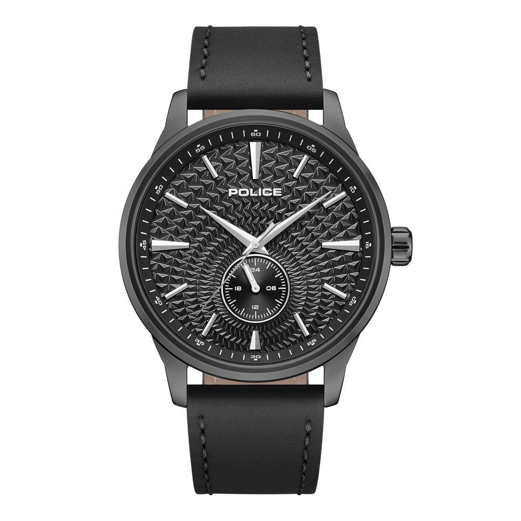 Police black dial gunmetal stainless steel watch black leather strap men luxury watch Shop the Latest Online