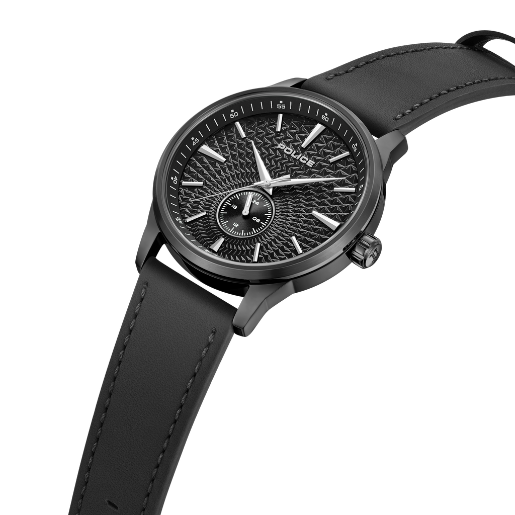 Police black dial gunmetal stainless steel watch black leather strap men luxury watch Shop the Latest Online