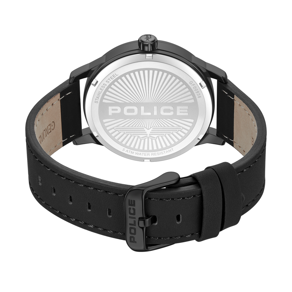 Police black dial gunmetal stainless steel watch black leather strap men luxury watch Shop the Latest Online