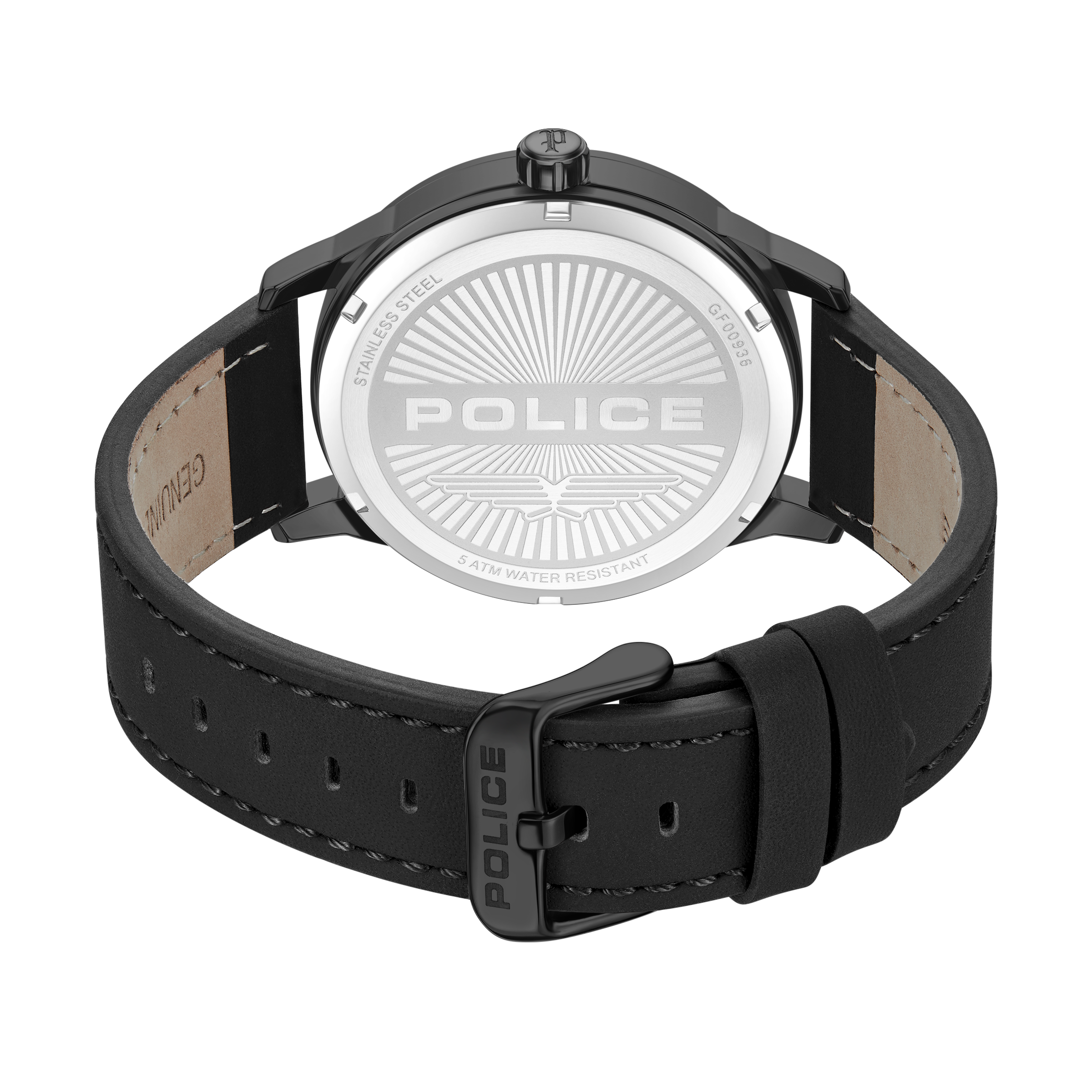 Police black dial gunmetal stainless steel watch black leather strap men luxury watch Shop the Latest Online