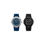 Police Dual men's IP black and silver case watches with black and blue silicone straps