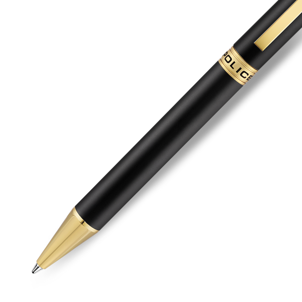 Police Felix black ballpoint pen with gold trims luxury writing instrument Paris Gallery Qatar Now Online