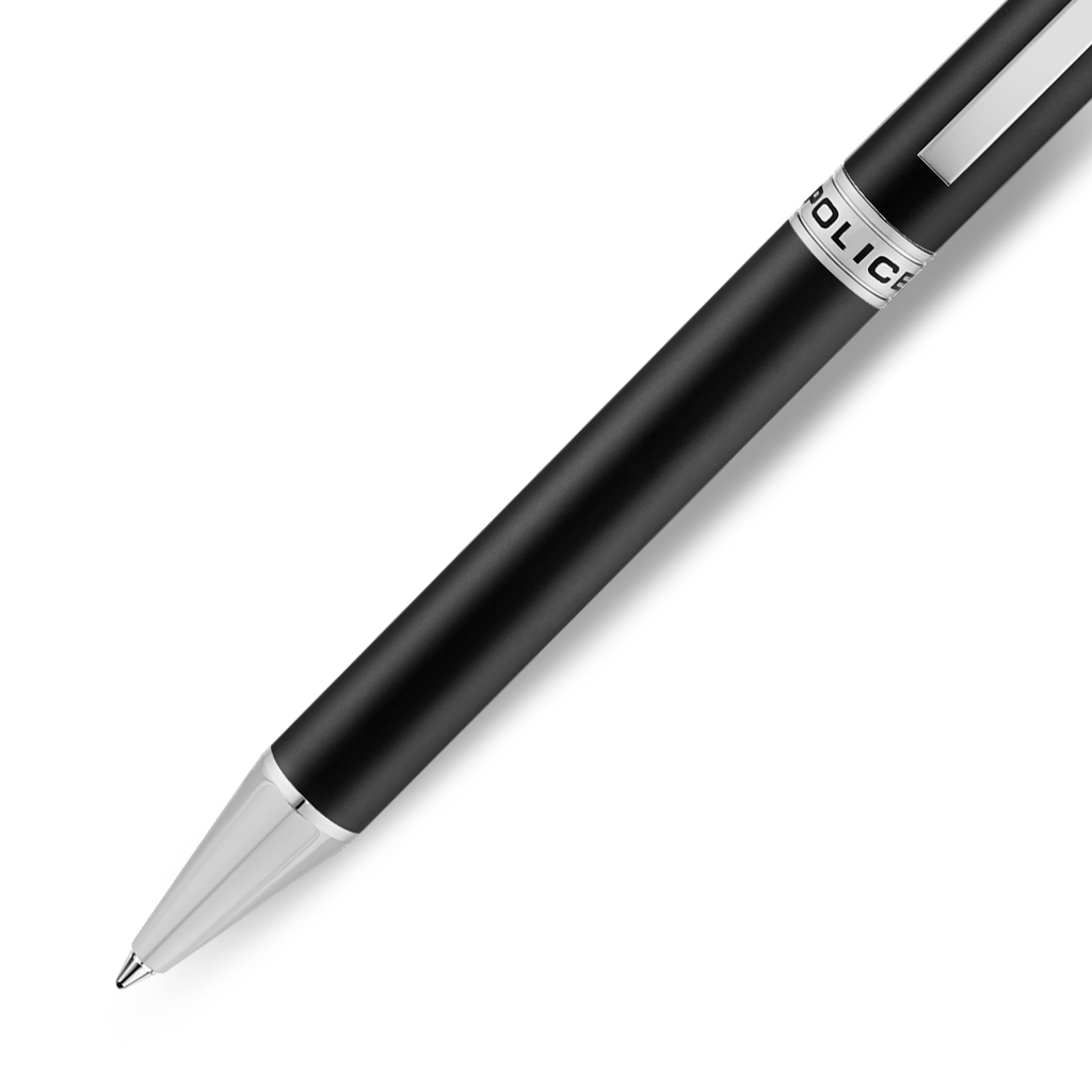 Police Felix black enamel ballpoint pen with stainless steel trims minimal luxury writing instrument Paris Gallery Qatar Find Online Today