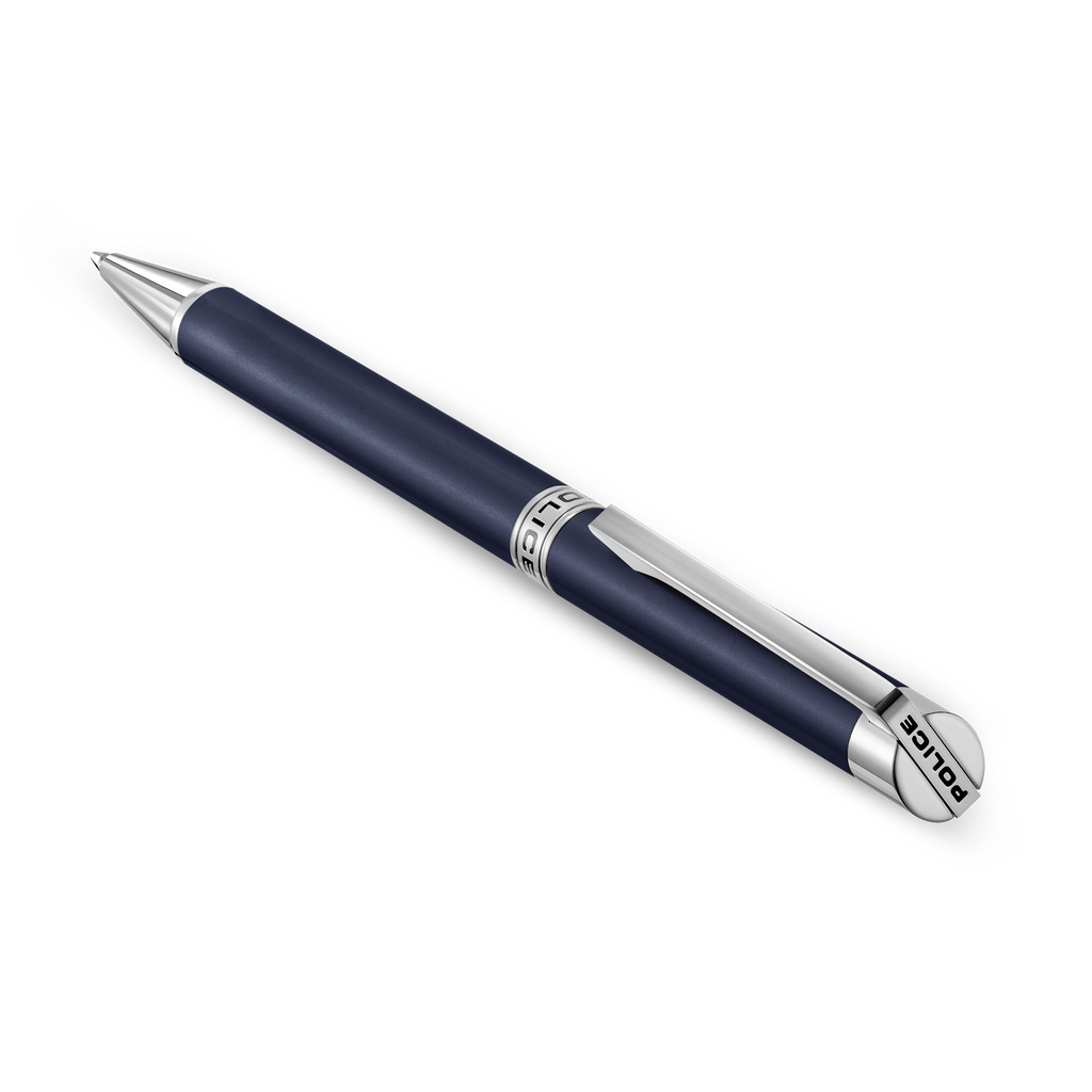 Police Felix blue enamel ballpoint pen stainless steel trims luxury writing pen Paris Gallery Qatar Shop the Latest Online