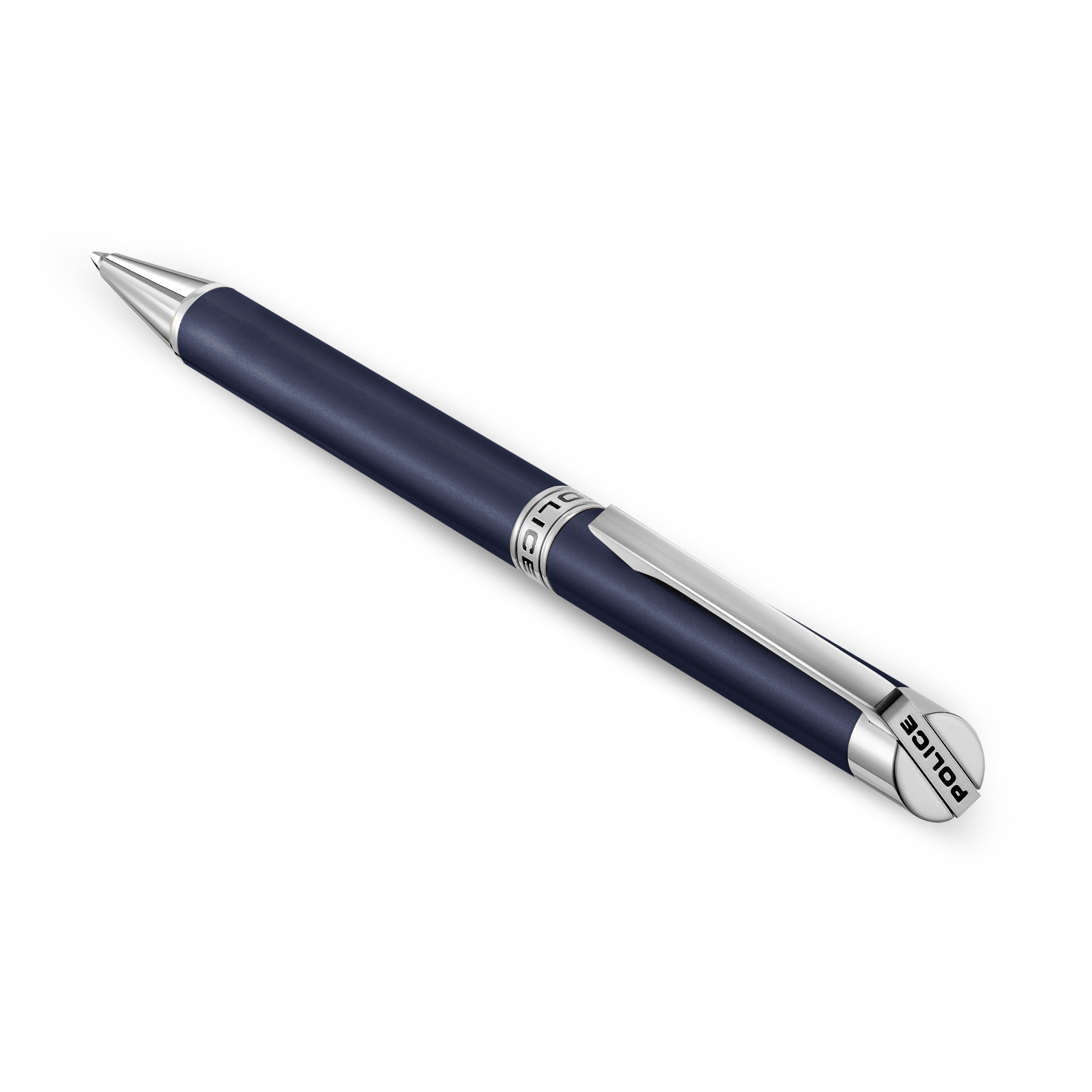 Police Felix blue enamel ballpoint pen stainless steel trims luxury writing pen Paris Gallery Qatar Shop the Latest Online