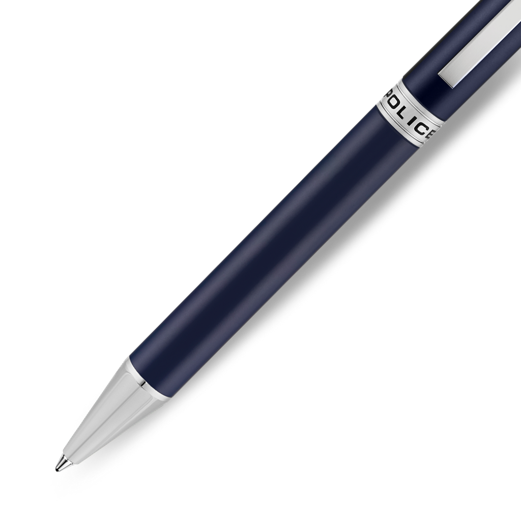 Police Felix blue enamel ballpoint pen stainless steel trims luxury writing pen Paris Gallery Qatar Shop the Latest Online