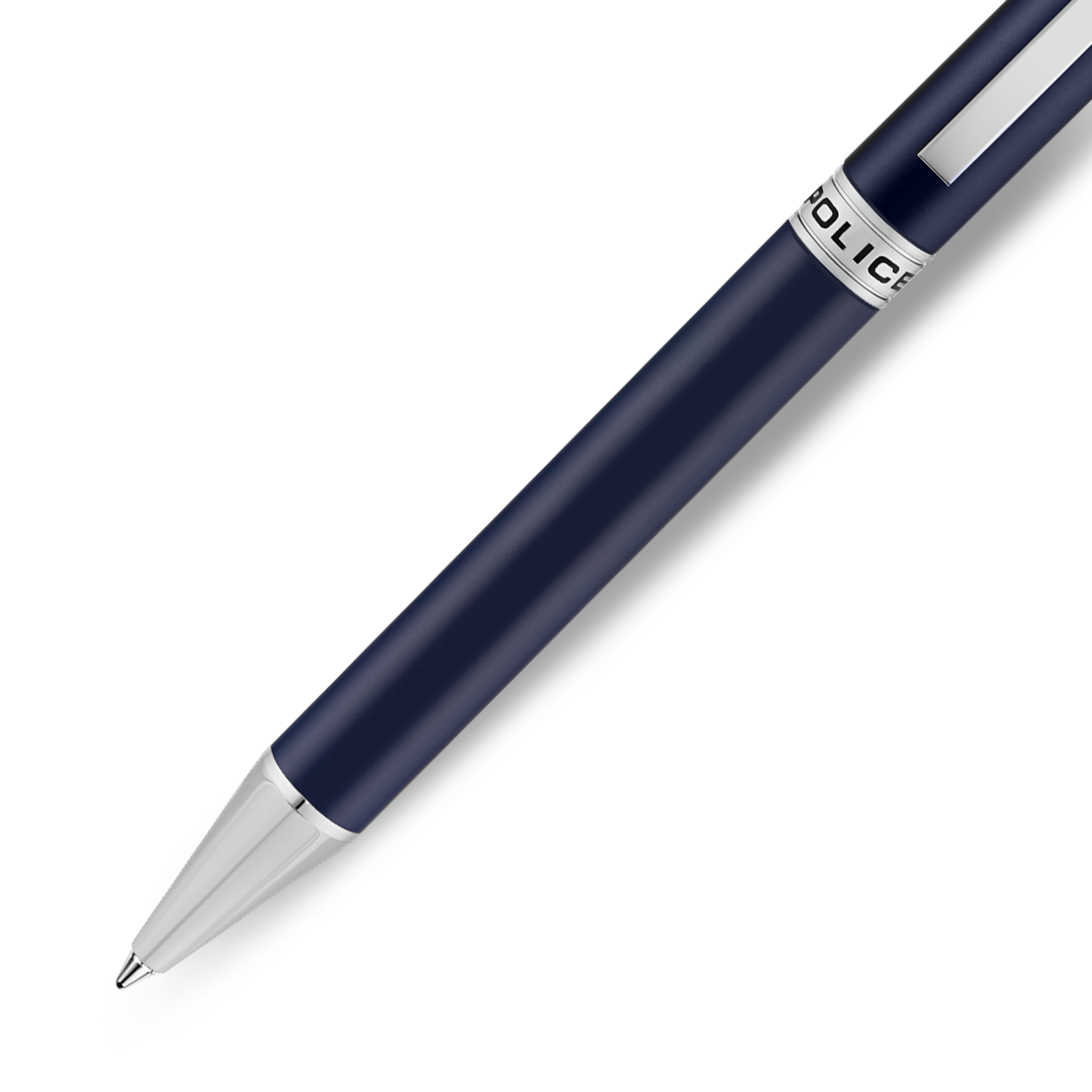 Police Felix blue enamel ballpoint pen stainless steel trims luxury writing pen Paris Gallery Qatar Shop the Latest Online