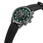 Police green dial chronograph watch gunmetal case black silicone strap men watch Shop Now Online