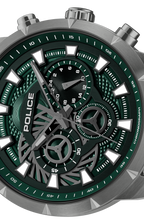 Police green dial chronograph watch gunmetal case black silicone strap men watch Shop Now Online