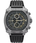 Police Norwood Dual Time men’s watch gray steel case with black leather strap