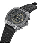Police Norwood Dual Time men’s watch gray steel case with black leather strap