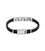 Police Ridgecord men's black braided leather bracelet with brushed stainless steel centerpiece and Police P emblem